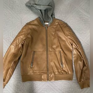 Boys Medium12-14 Brown Leather Jacket